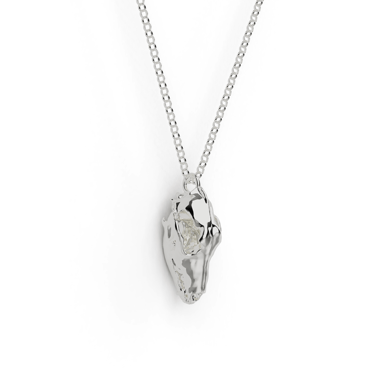 dog skull necklace | silver