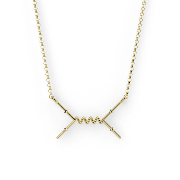 Feynman scattering necklace | gold vermeil