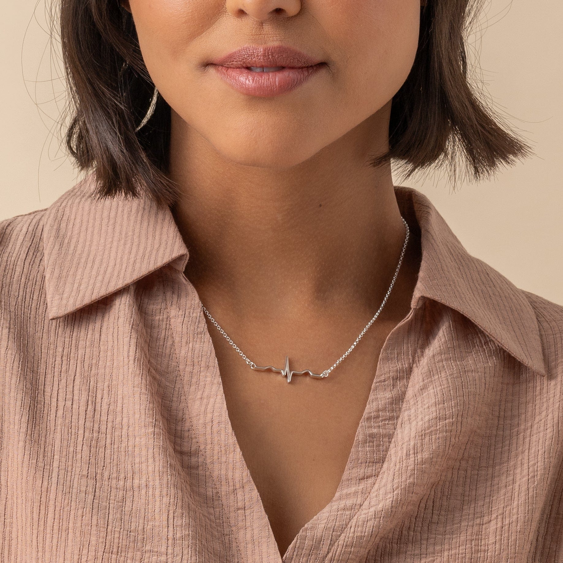 Buy OOMPH Jewellery Silver Tone Heartbeat Shape Fashion Pendant Necklace  for Women & Girls Online