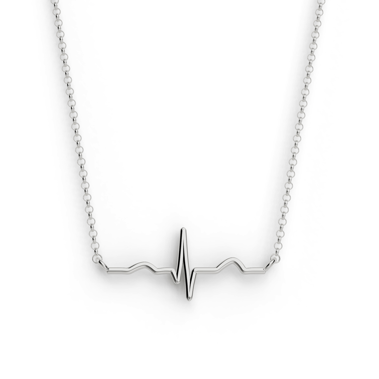 heartbeat necklace in sterling silver, EKG necklace in sterling