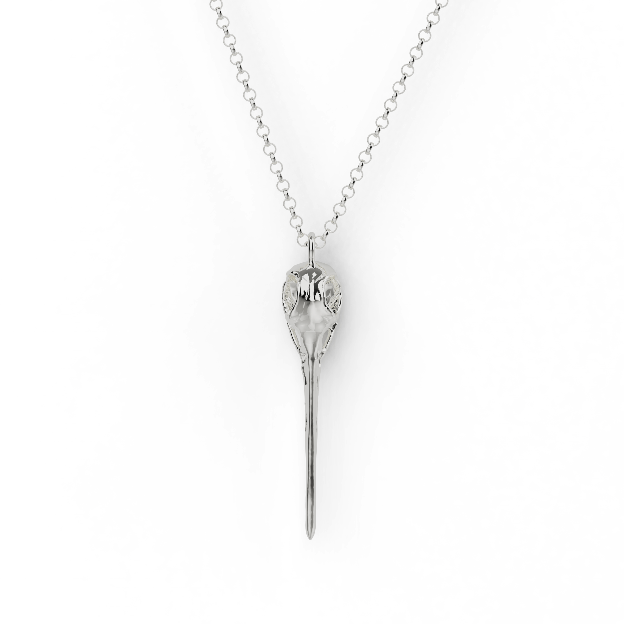hummingbird skull necklace | silver