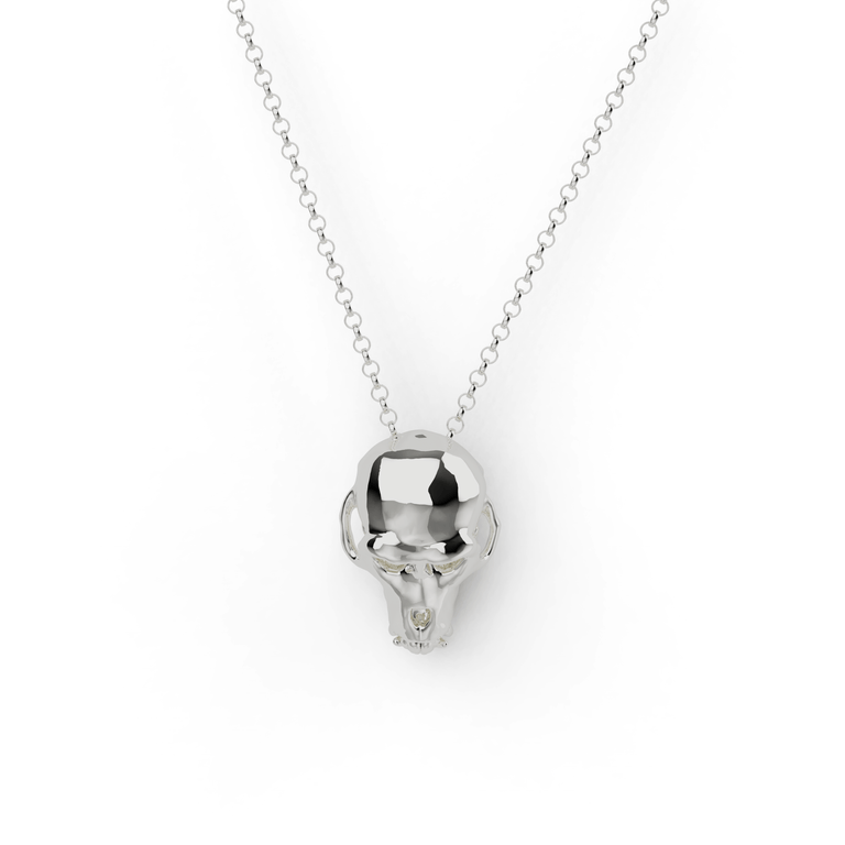 macaque skull necklace | silver