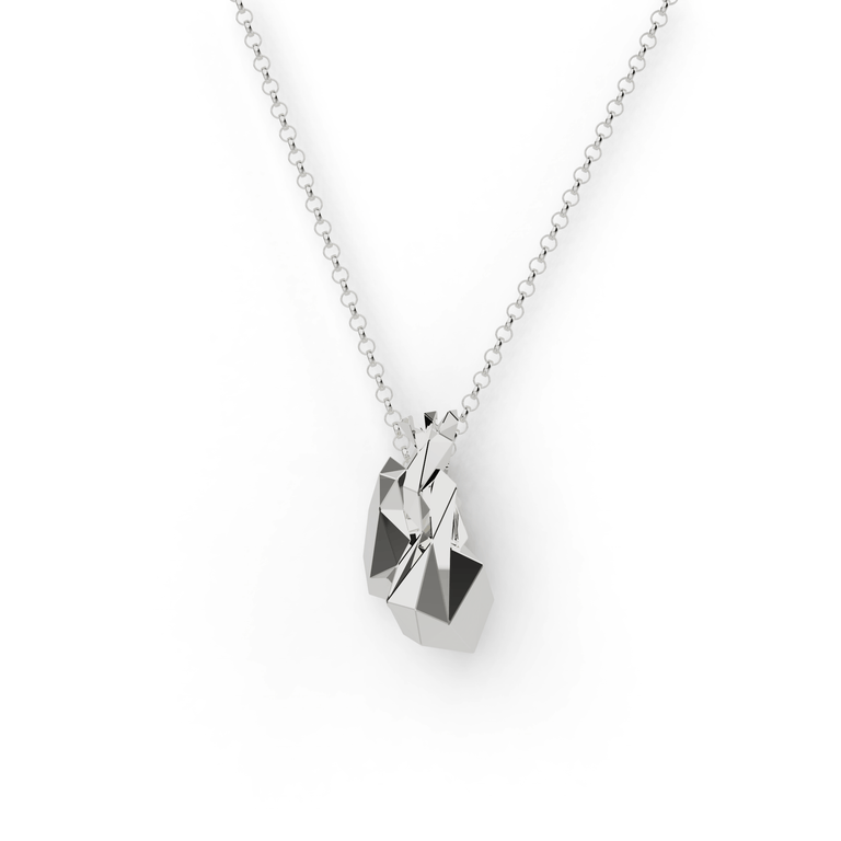 origami heart necklace | silver