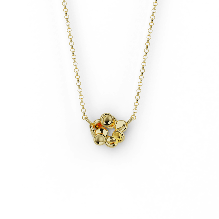 18K gold vermeil red blood cells necklace S, a small pendant in the form of a cluster of red blood cells on a gold chain