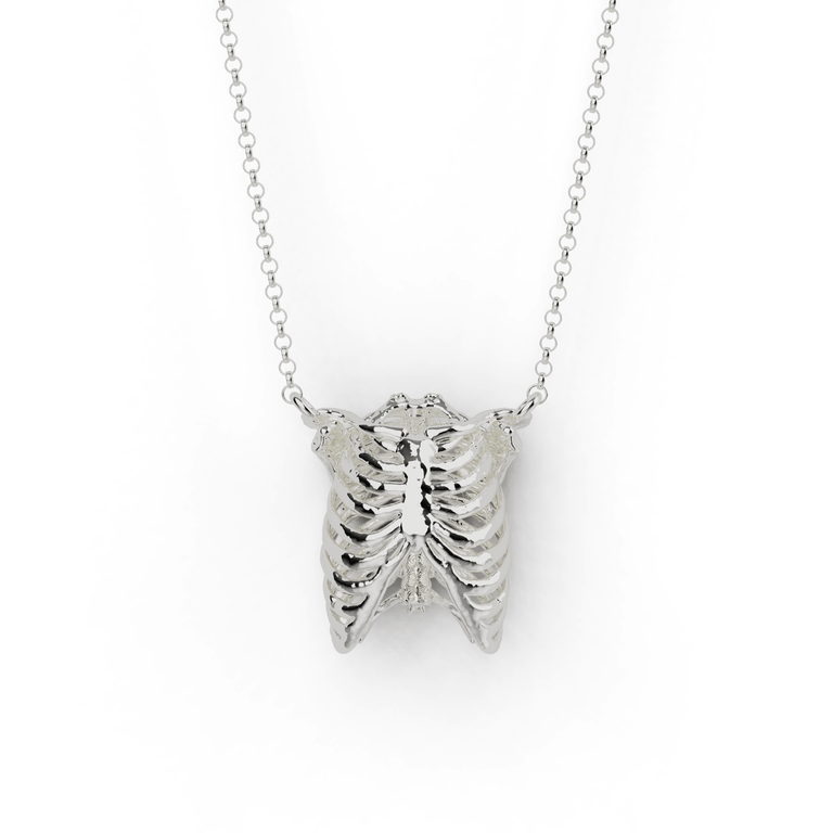 rib cage necklace | silver