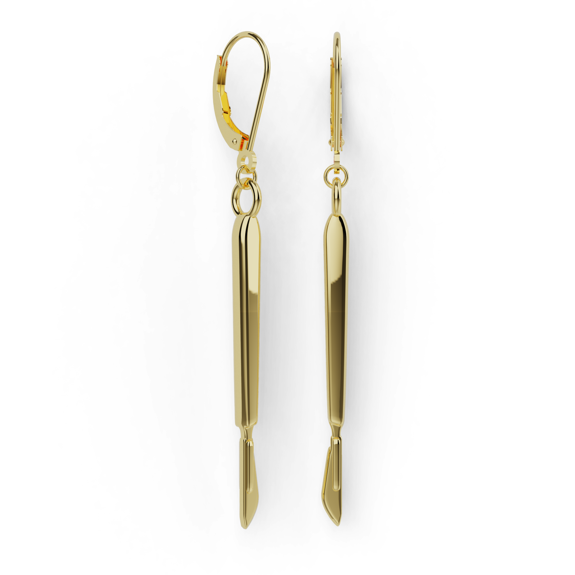 18K gold vermeil scalpel earrings, a pair of drop earrings in the form of a surgical scalpel on leverback hooks