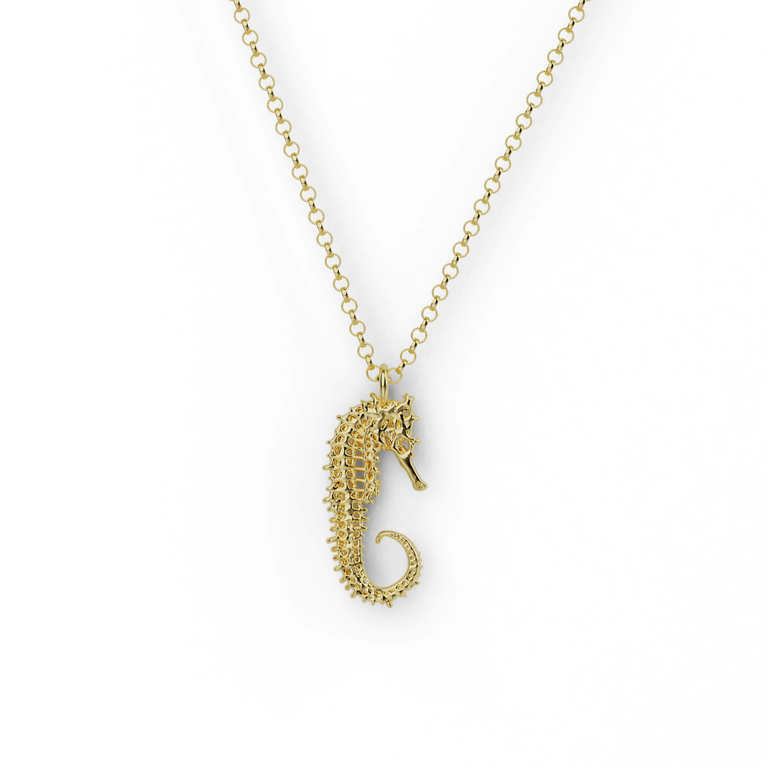 seahorse skeleton necklace | gold vermeil