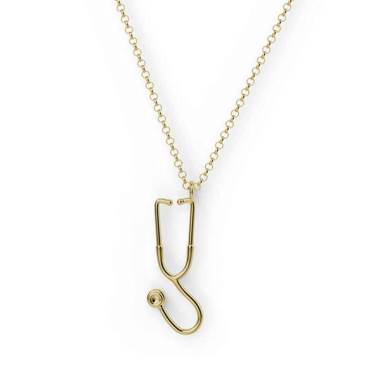 Gold Vermeil Stethoscope Necklace - elegant medical jewelry piece