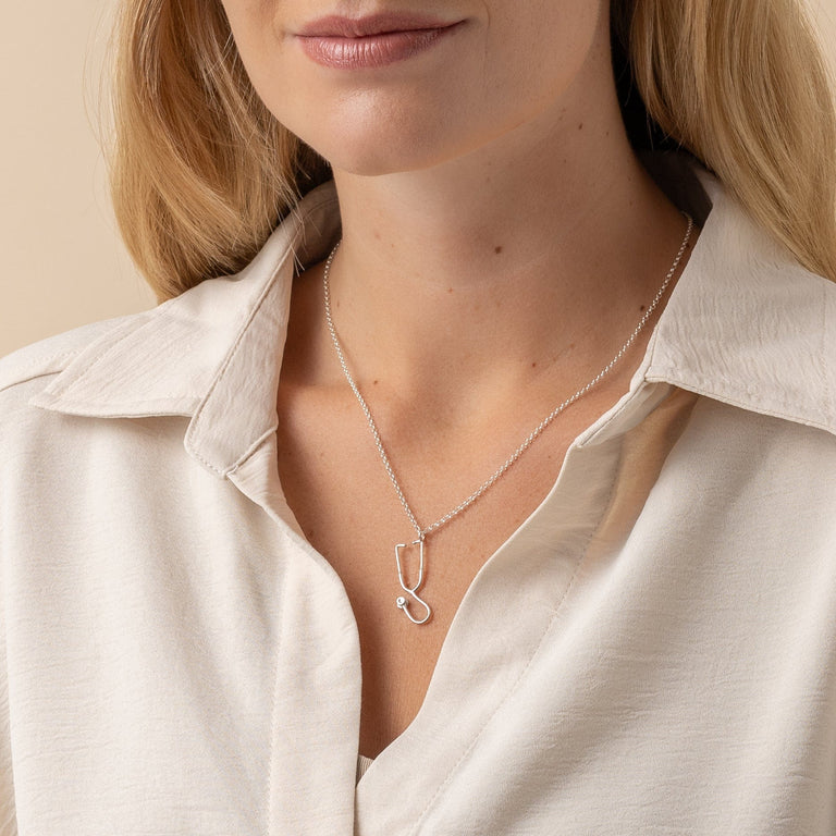 stethoscope necklace | silver