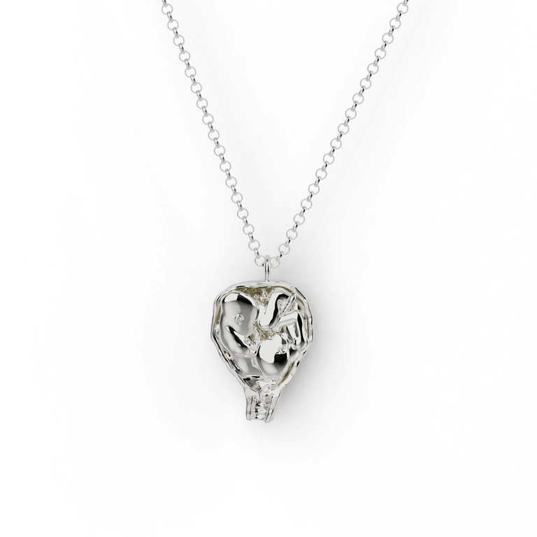 twin fetus necklace | silver