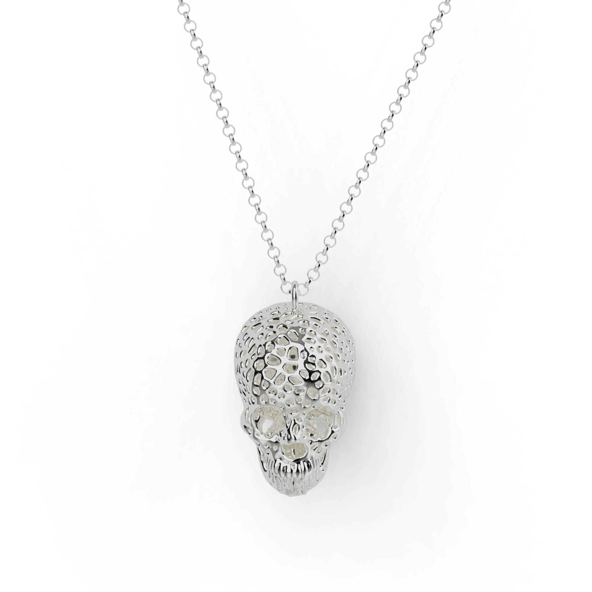 voronoi skull necklace | silver