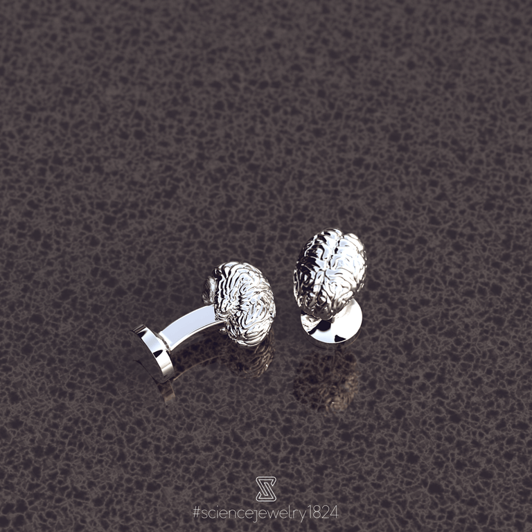 brain cufflinks | silver