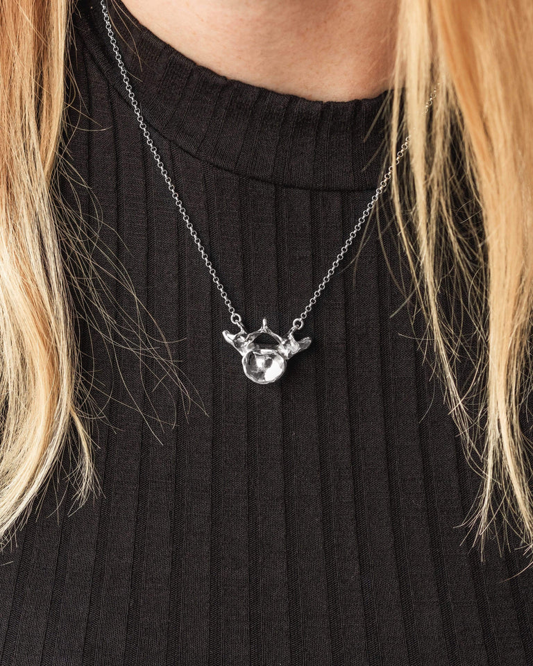 lumbar vertebra necklace | silver