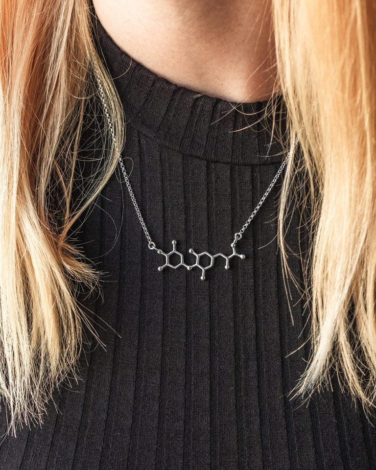 T4 thyroid hormone necklace | silver